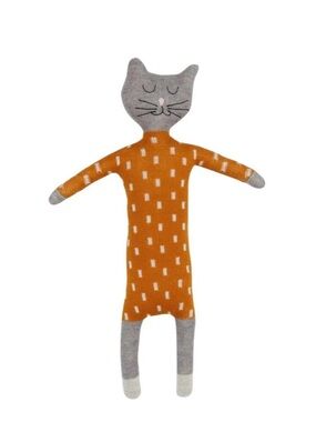Sophie Home Ltd Cotton Knit Stuffed Animal Soft Toy - Mustard Cat